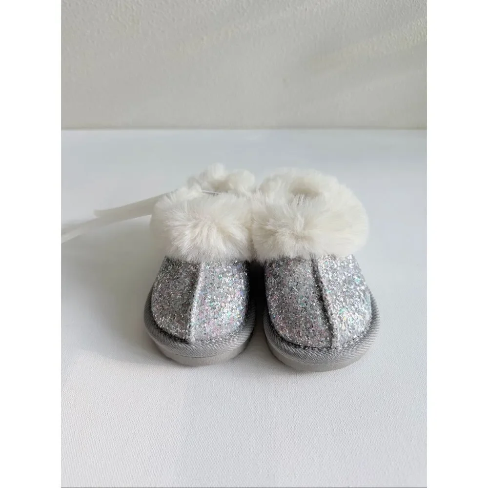 Cat & Jack Toddler Piper Faux Fur Cuff Scuff Slippers size 5